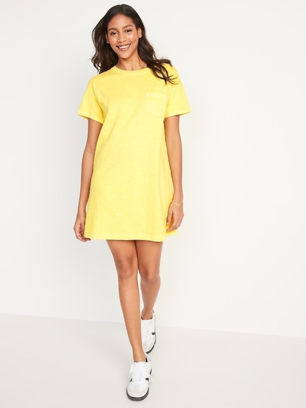 Old Navy Pale Yellow Crewneck T-Shirt Dress